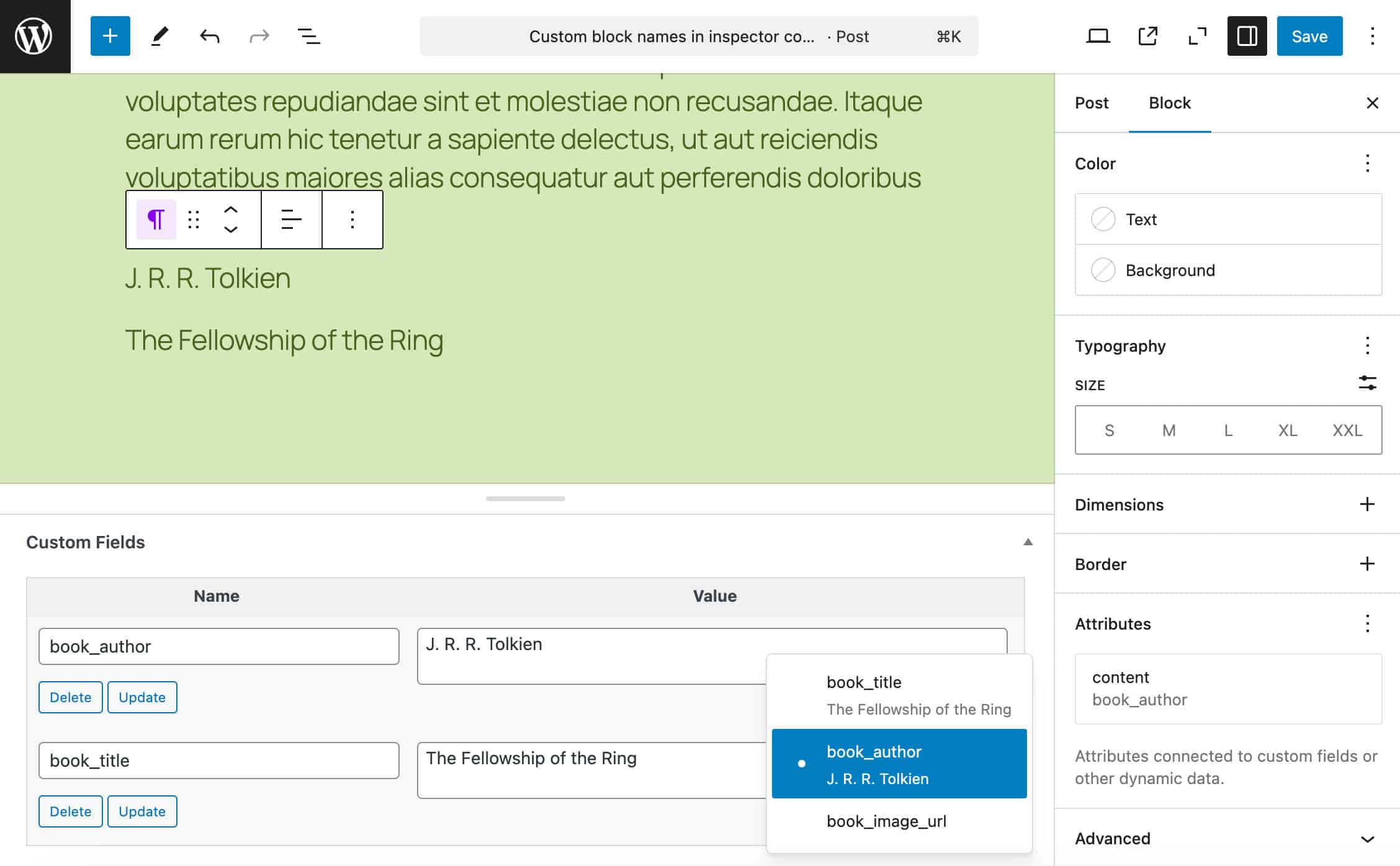 The new Attributes panel in WordPress 6.7