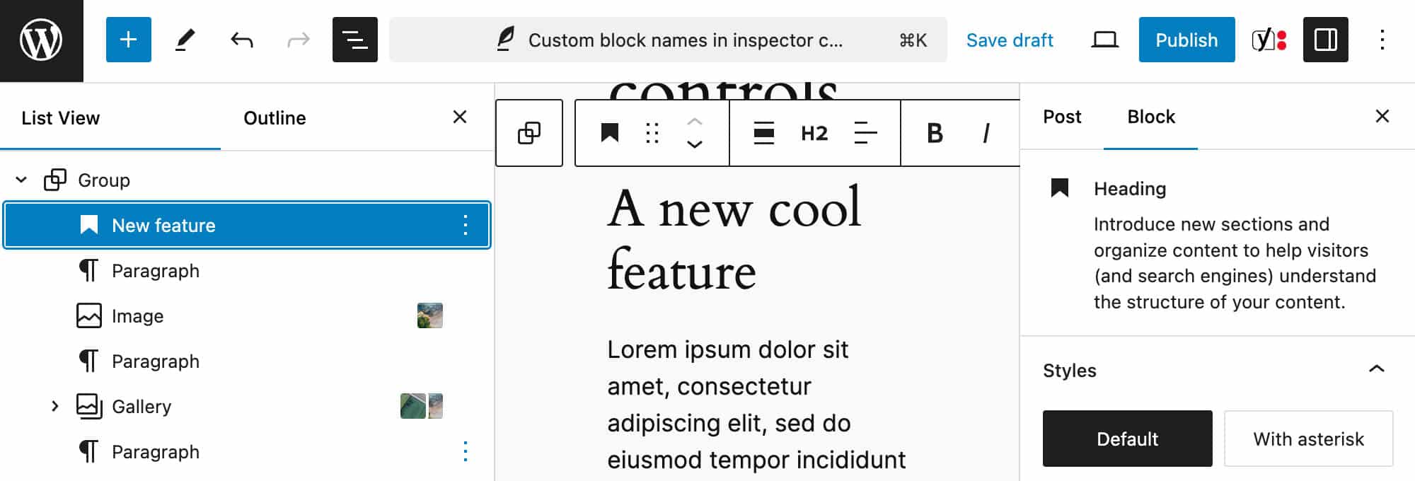 Custom block names not shown in the block inspector in WordPress 6.6