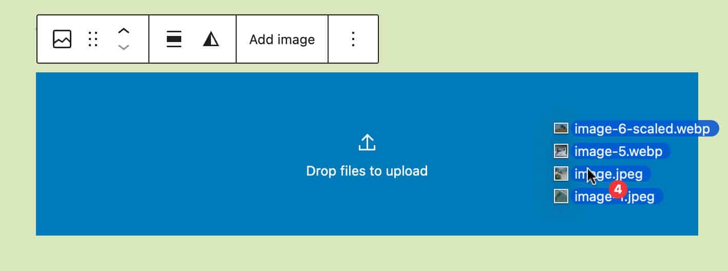 Dragging multiple images on an Image block in WordPress 6.7