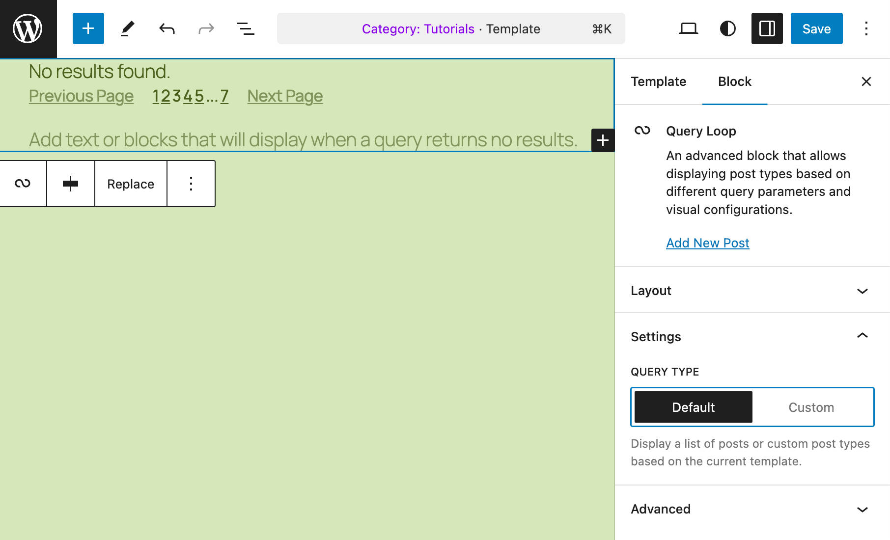 The Query Type control in WordPress 6.7