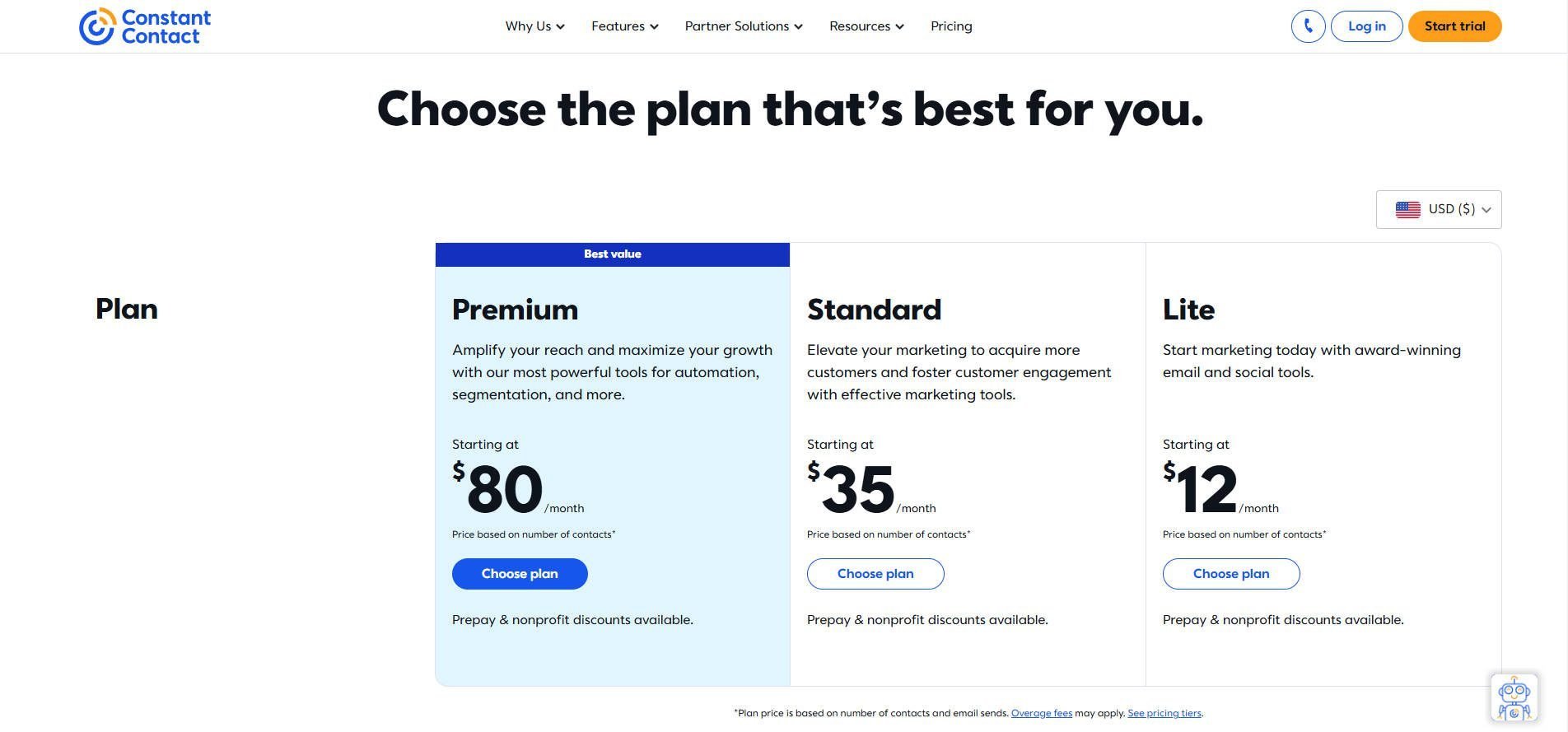 Constant Contact Pricing Page Jan 2025