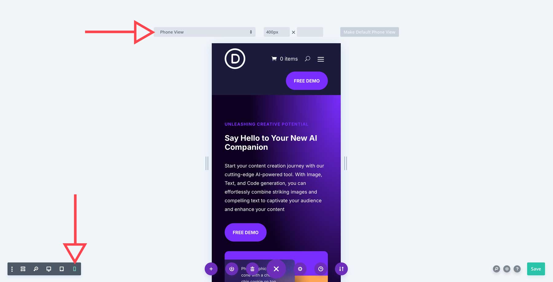 Divi mobile view