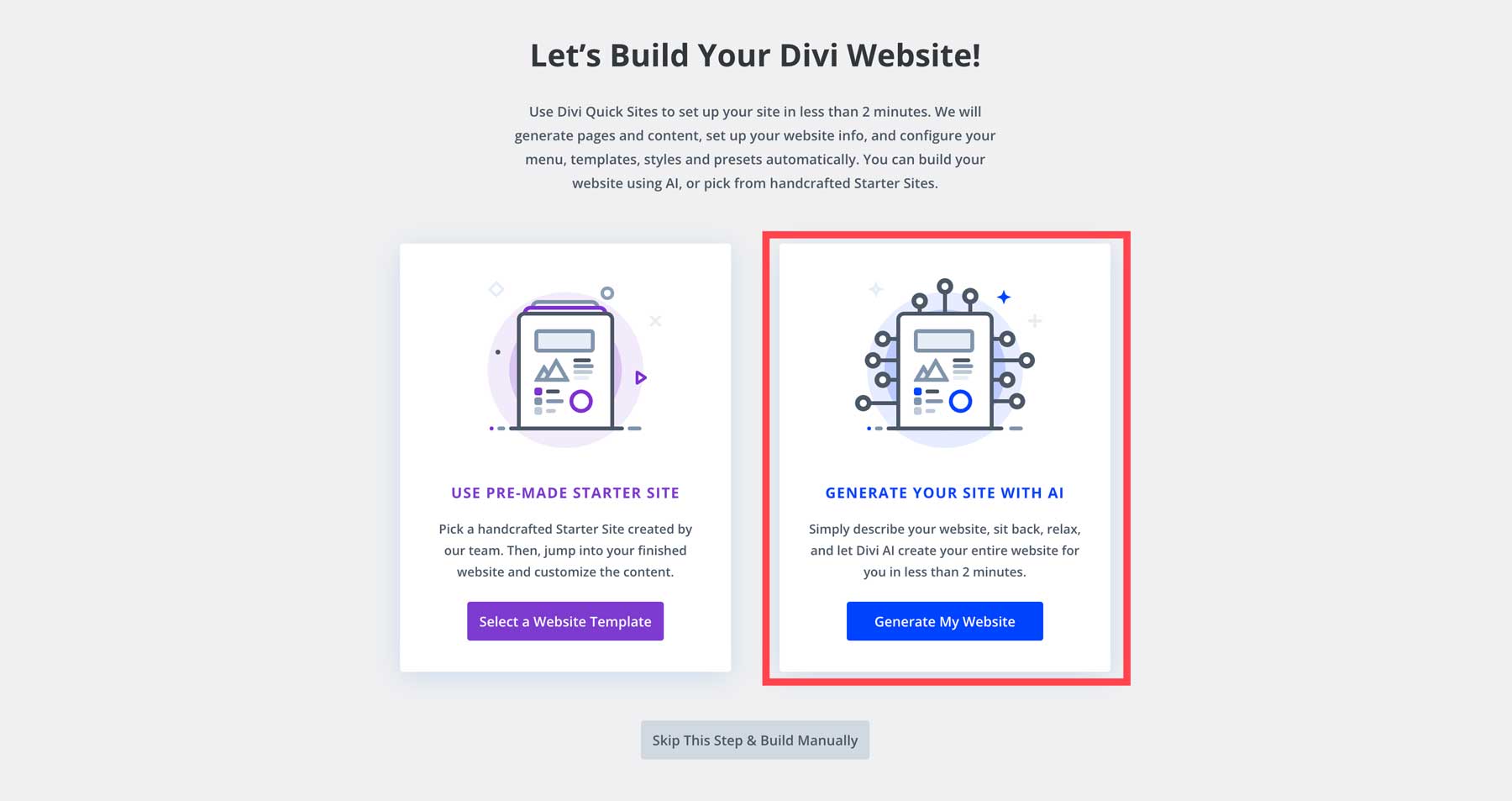 generate website with Divi AI