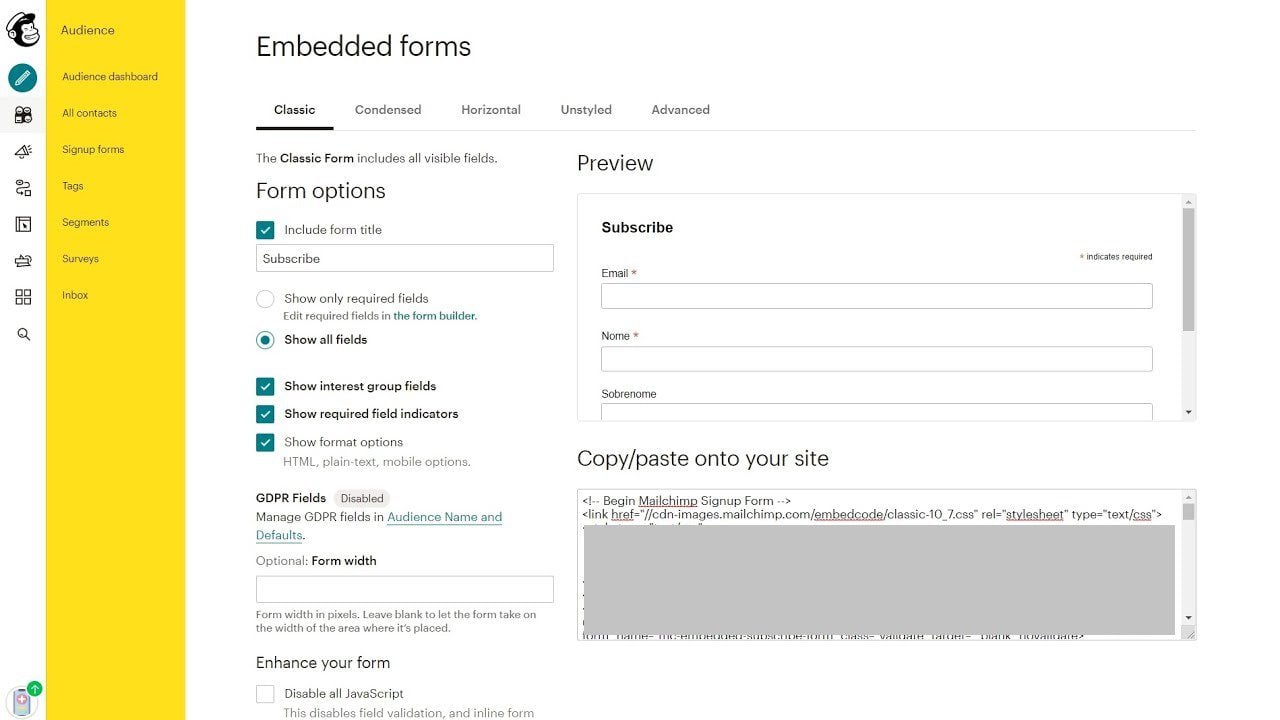 Mailchimp Stripped Down Form Builder