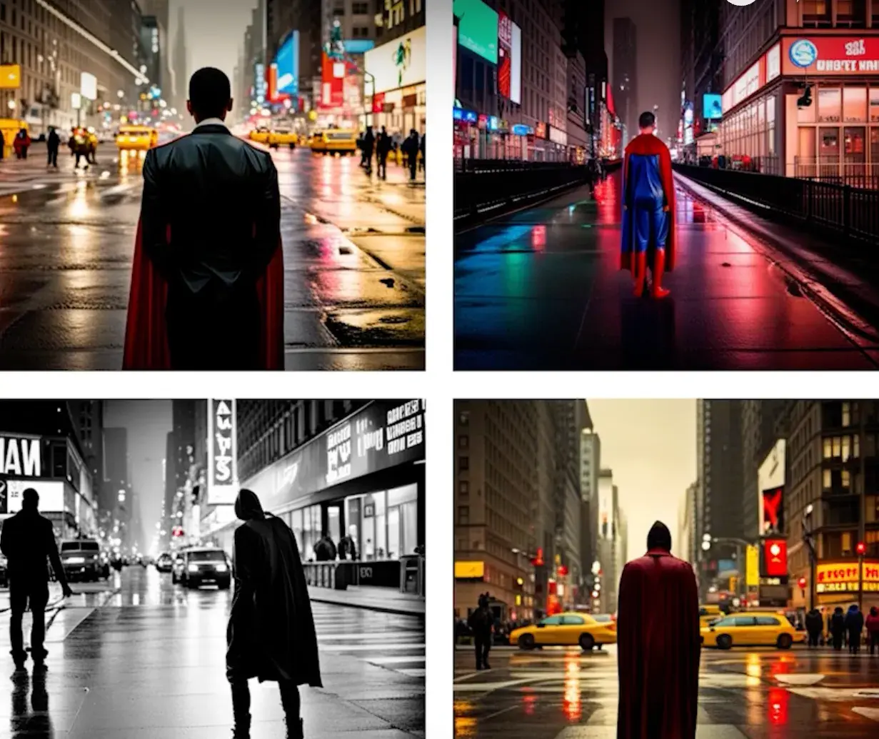 Superhero images generated by Jasper