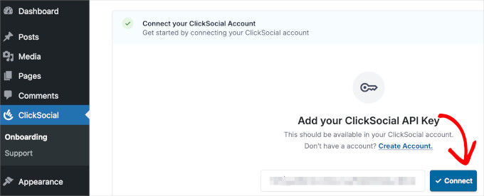 API key ClickSocial