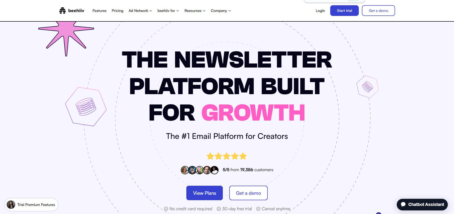 beehiiv Newsletter platform - Homepage - Jan 2025