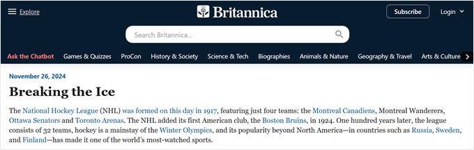 Britannica's header