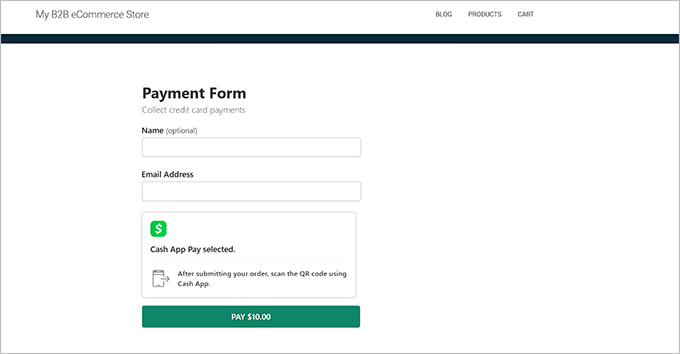 Cash App form preview