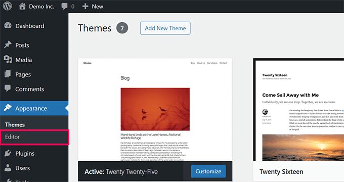 The Editor in block themes