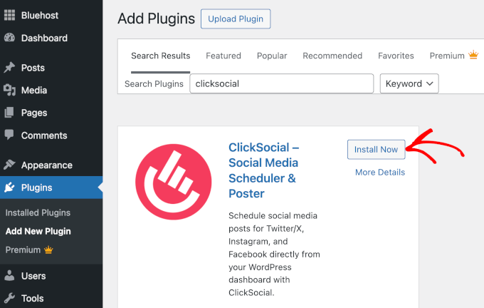 Install ClickSocial plugin