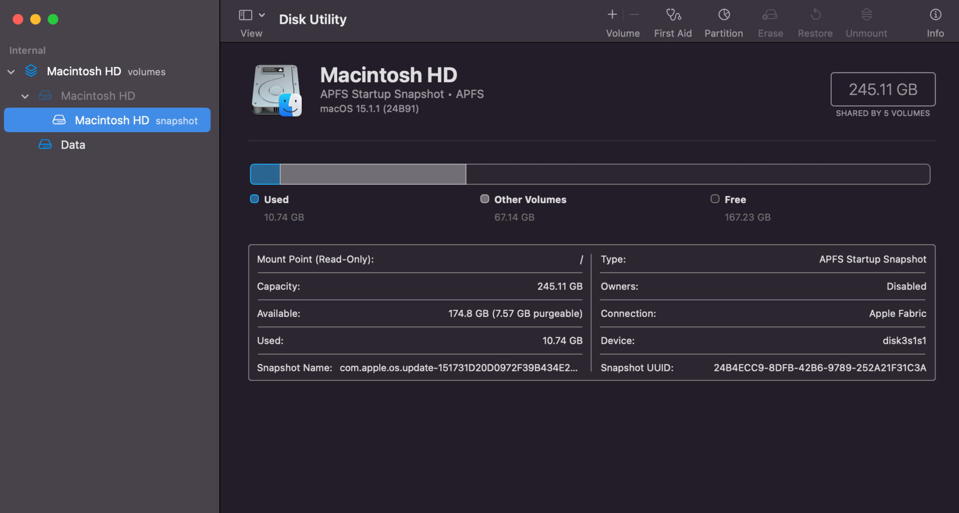 Disk Utility in macOS for managing storage and encryption