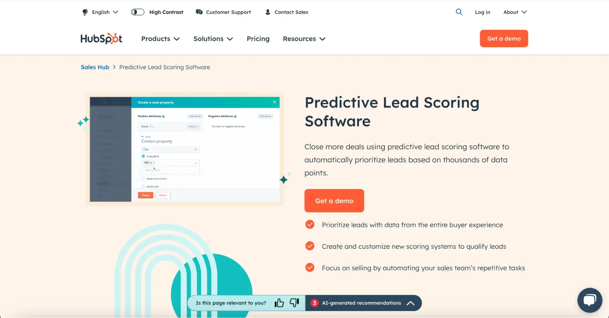 predictive lead scoring software by hubspot