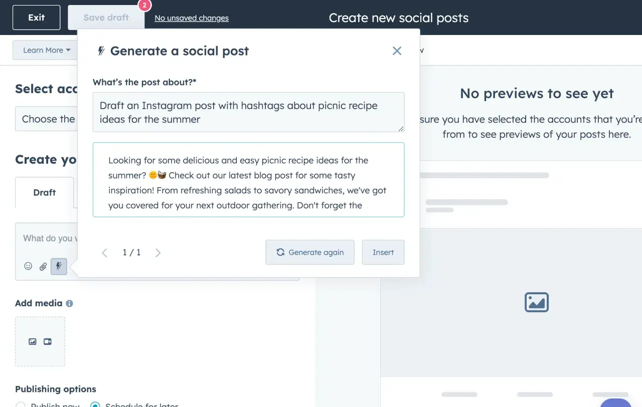 hubspot social media post generator