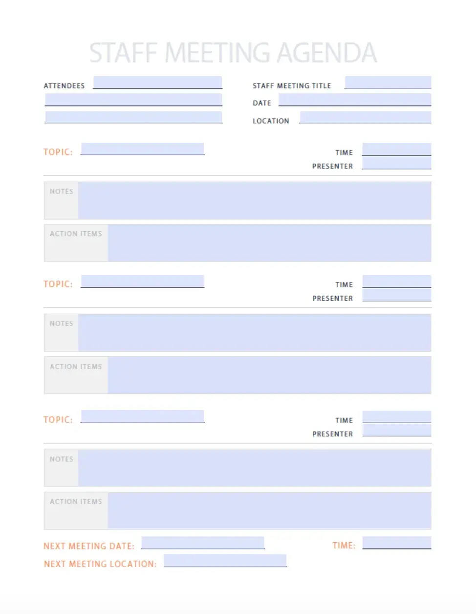 meeting agenda examples, hubspot's staff meeting agenda template