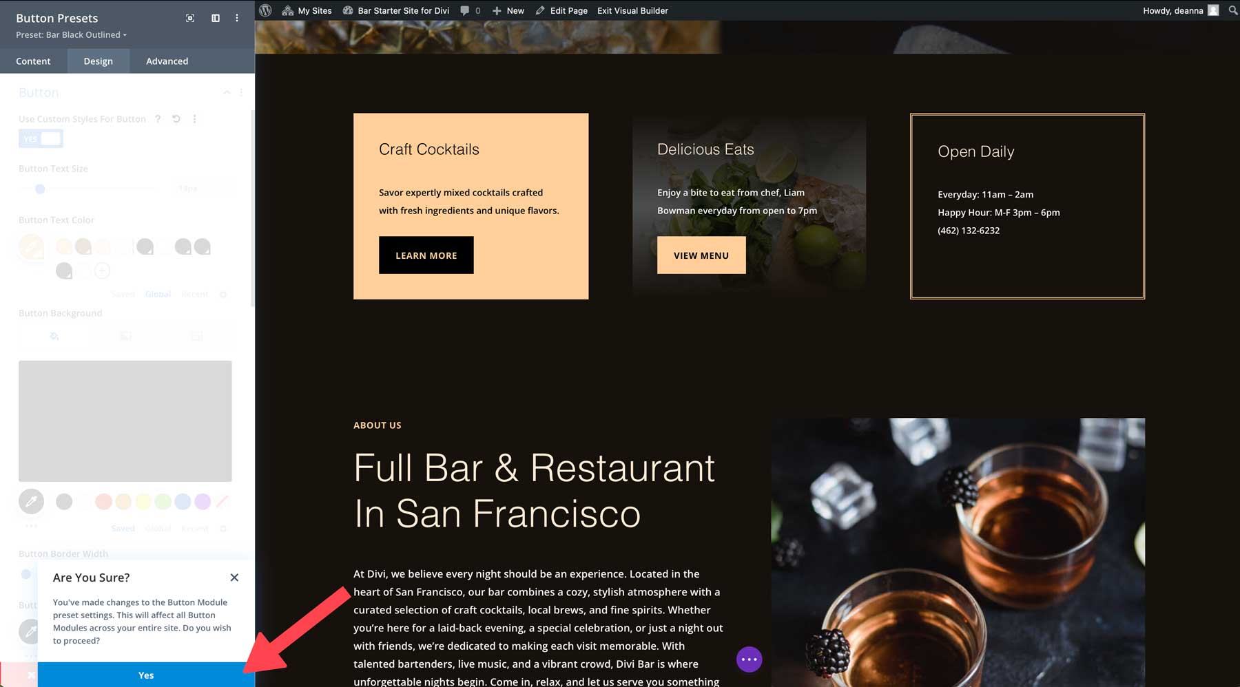 bar starter site for Divi