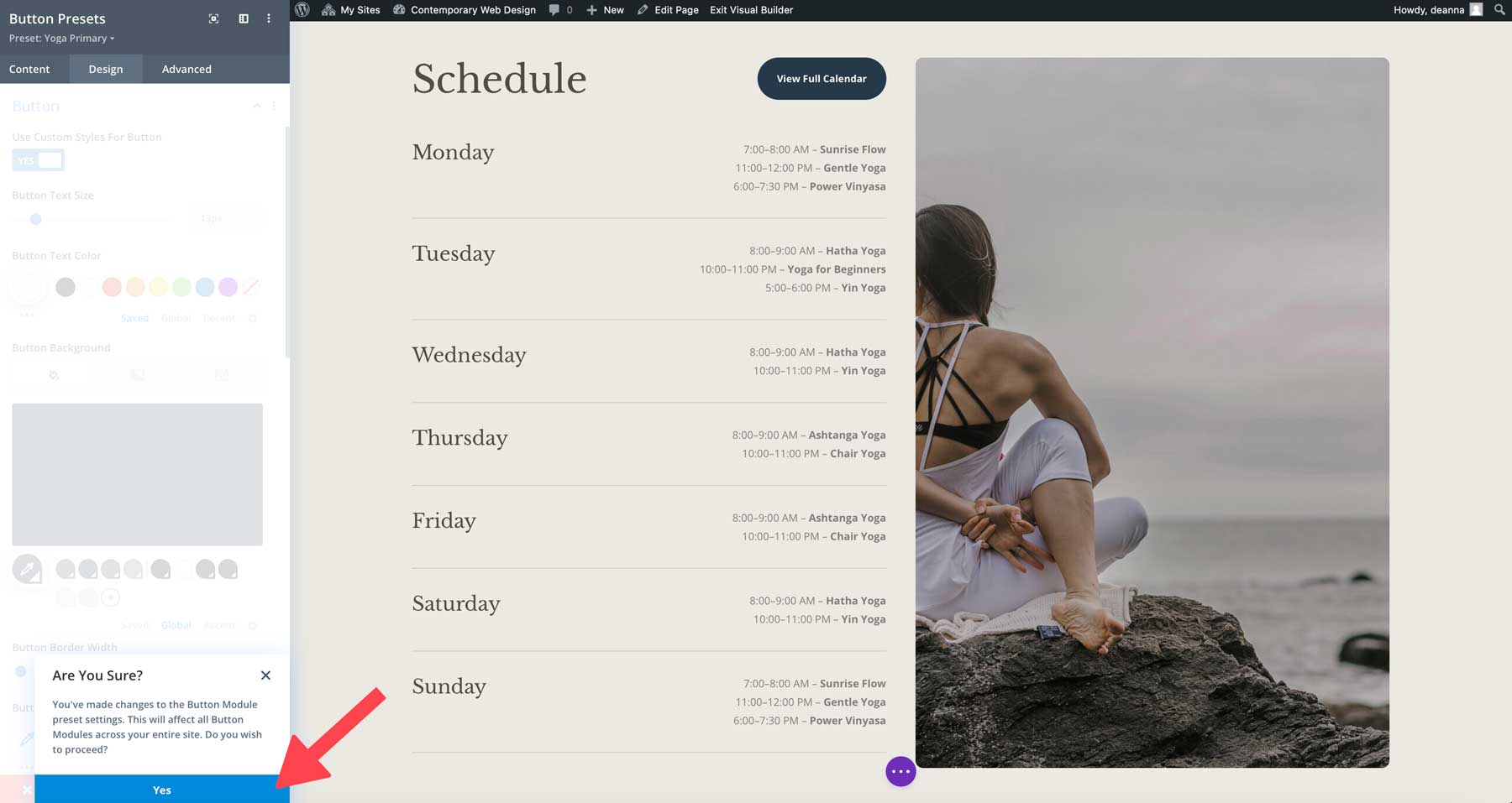 Yoga starter site for Divi