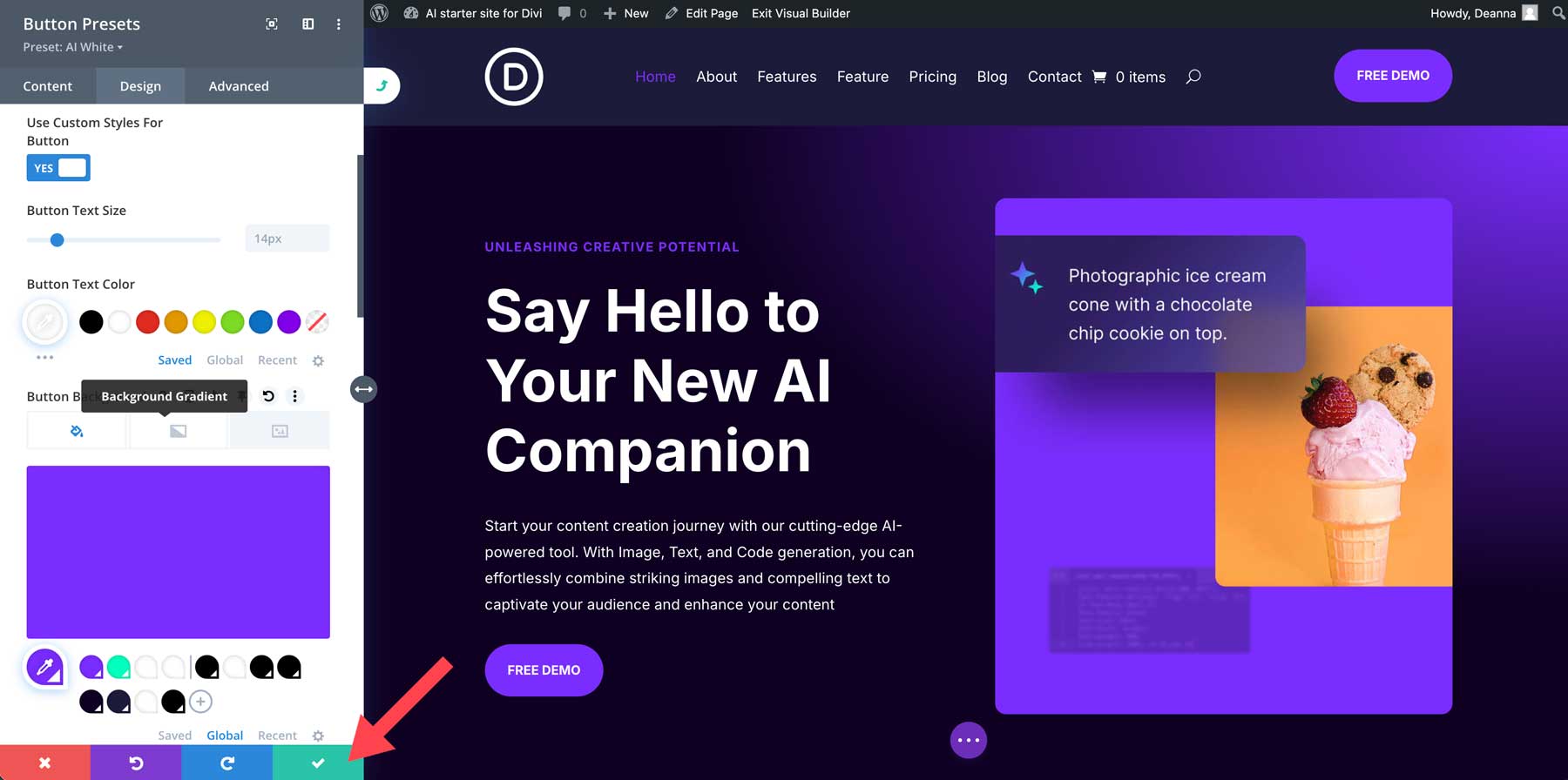 AI starter site for Divi