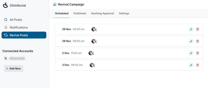 Scheduled revival campaign