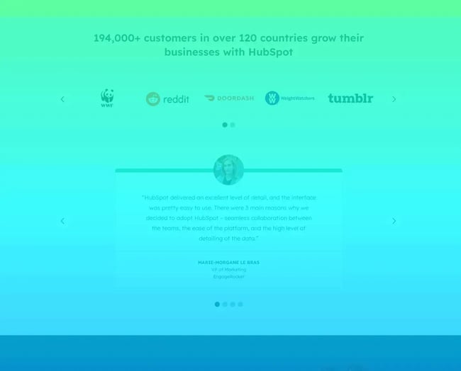 Heat map showing 50% less traffic down by the customer testimonial module