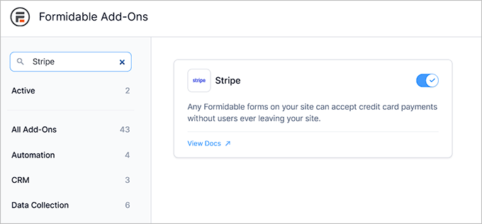 Stripe addon