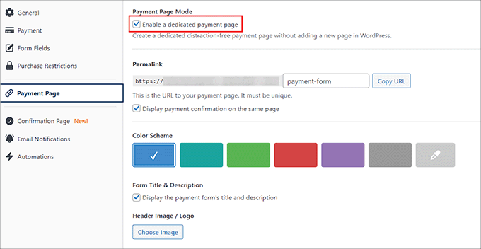 Customize the payment page