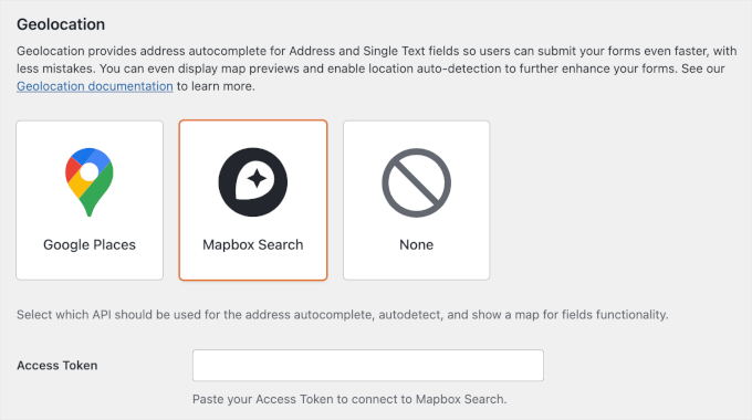 Setting up Mapbox Search in WPForms' Geolocation Addon