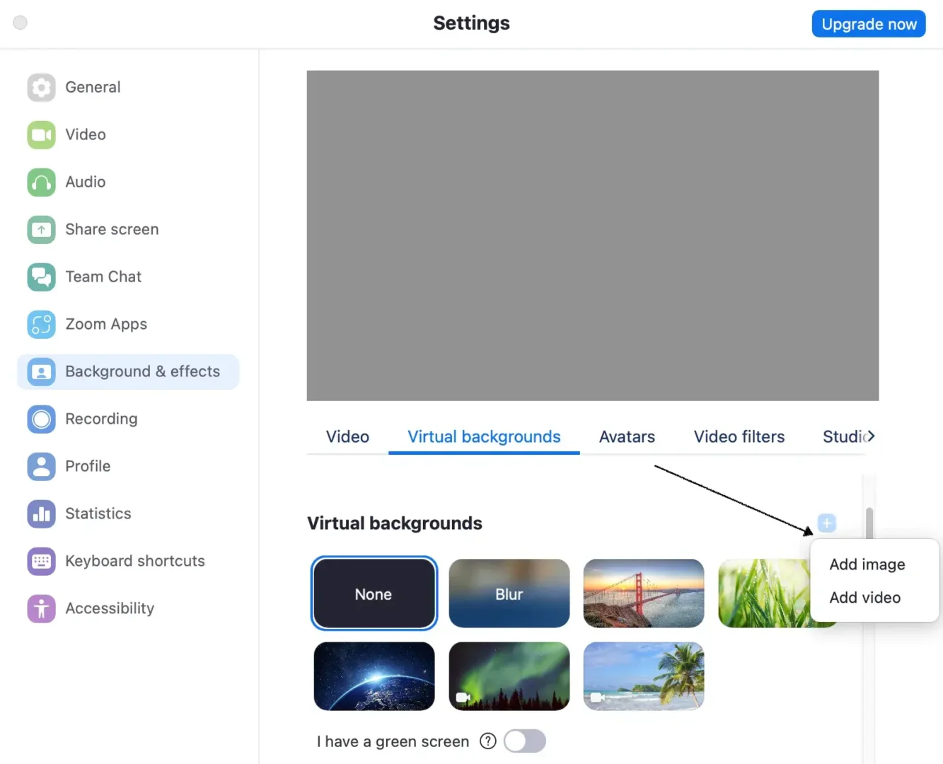 zoom virtual backgrounds settings