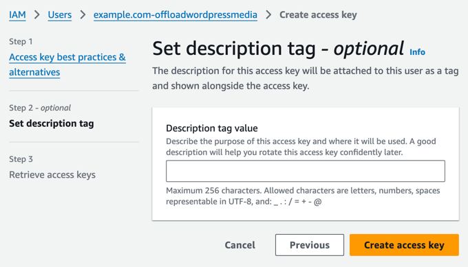 Setting Description Tags in AWS