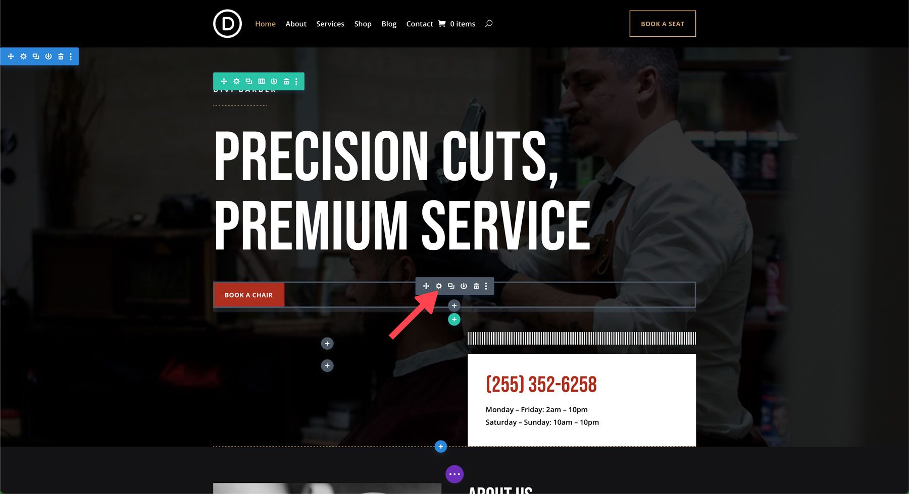 Barber starter site for Divi