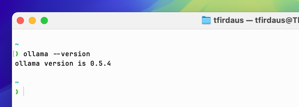 Ollama version check command output