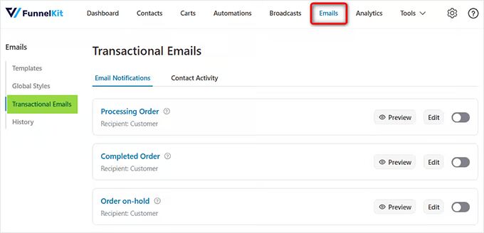 WooCommerce transactional email automations