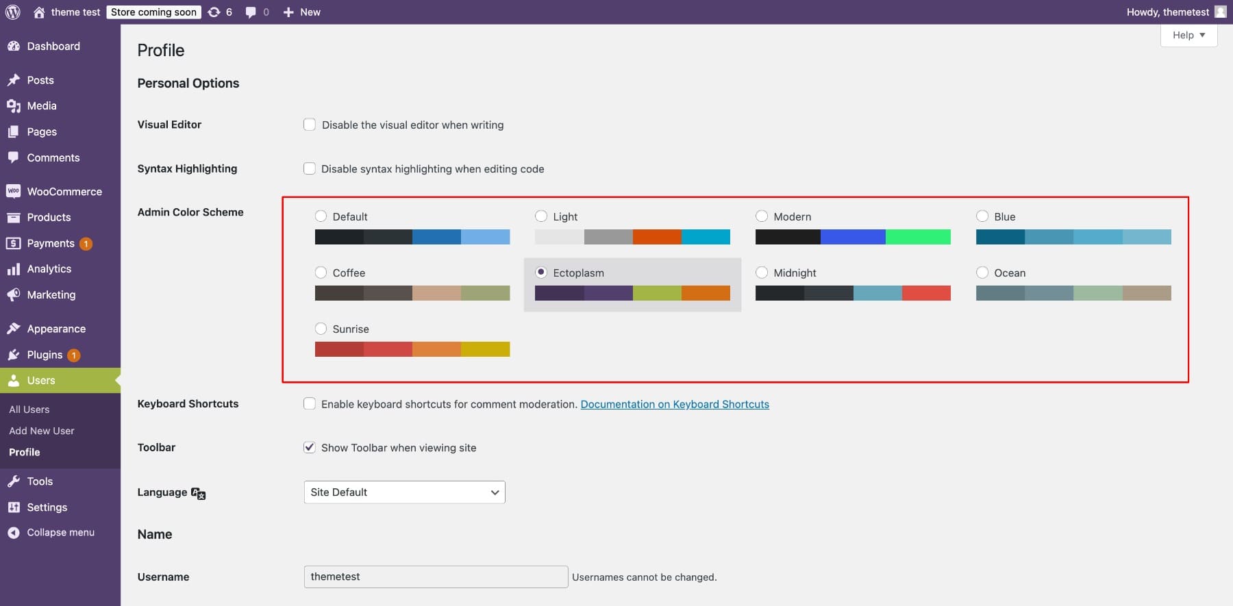 wordpress color schemes