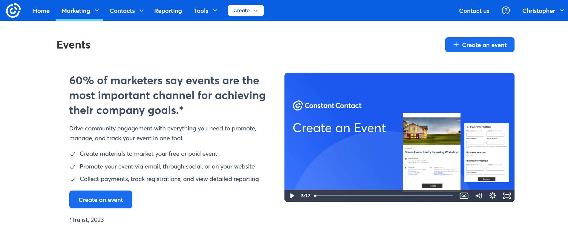 Constant Contact Event and Marketing Platform