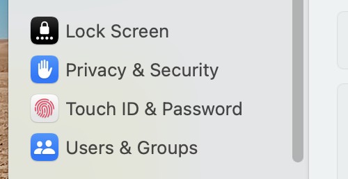 Users & Groups settings on macOS for managing accounts