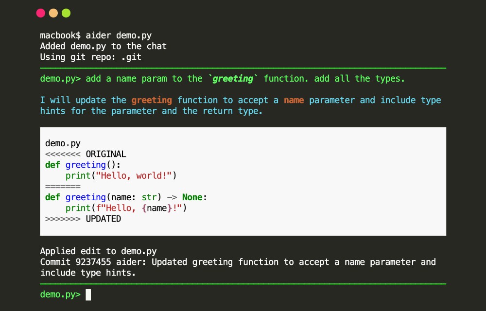 Aider AI-powered CLI tool for pair programming with Git integration