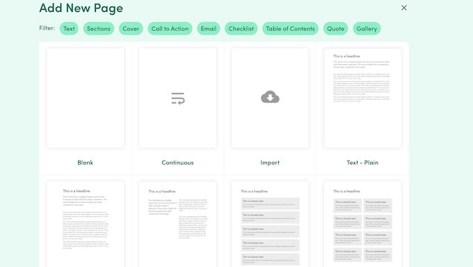 A library of professionally-designed page templates