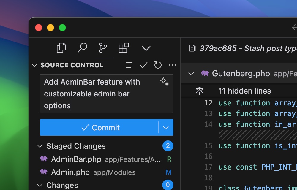 CursorAI Git commit message comparison showing inaccurate results