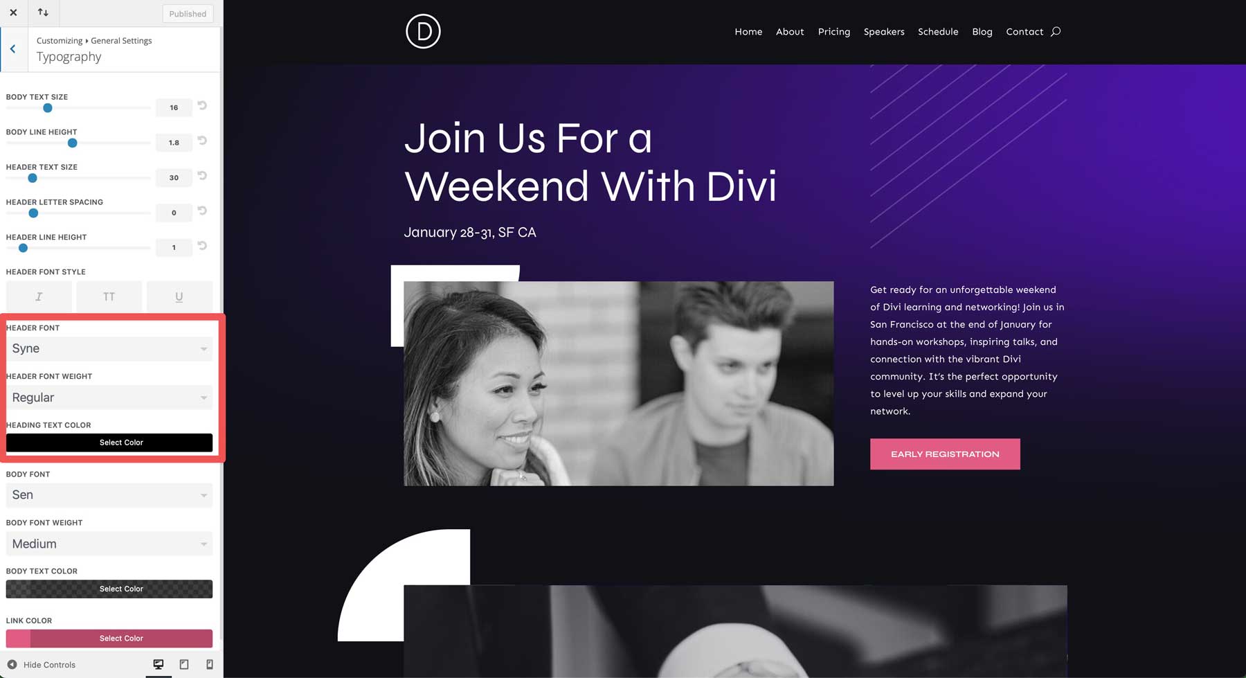 virtual event starter site for Divi