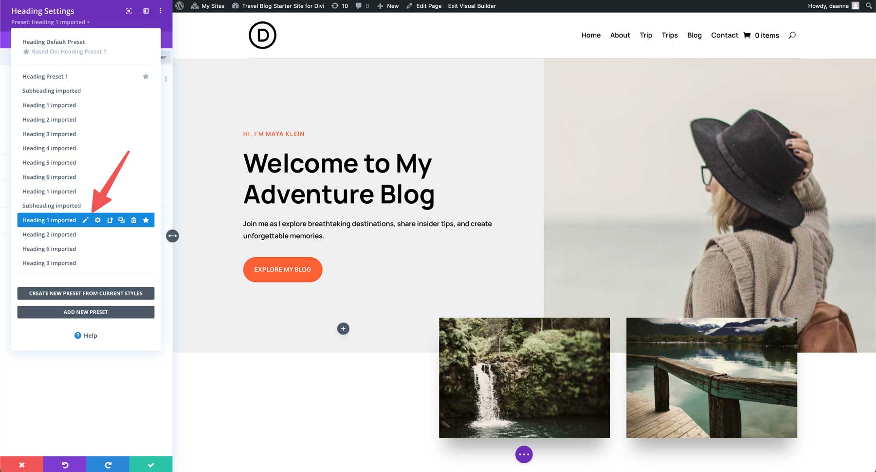 Travel Blog starter site for Divi