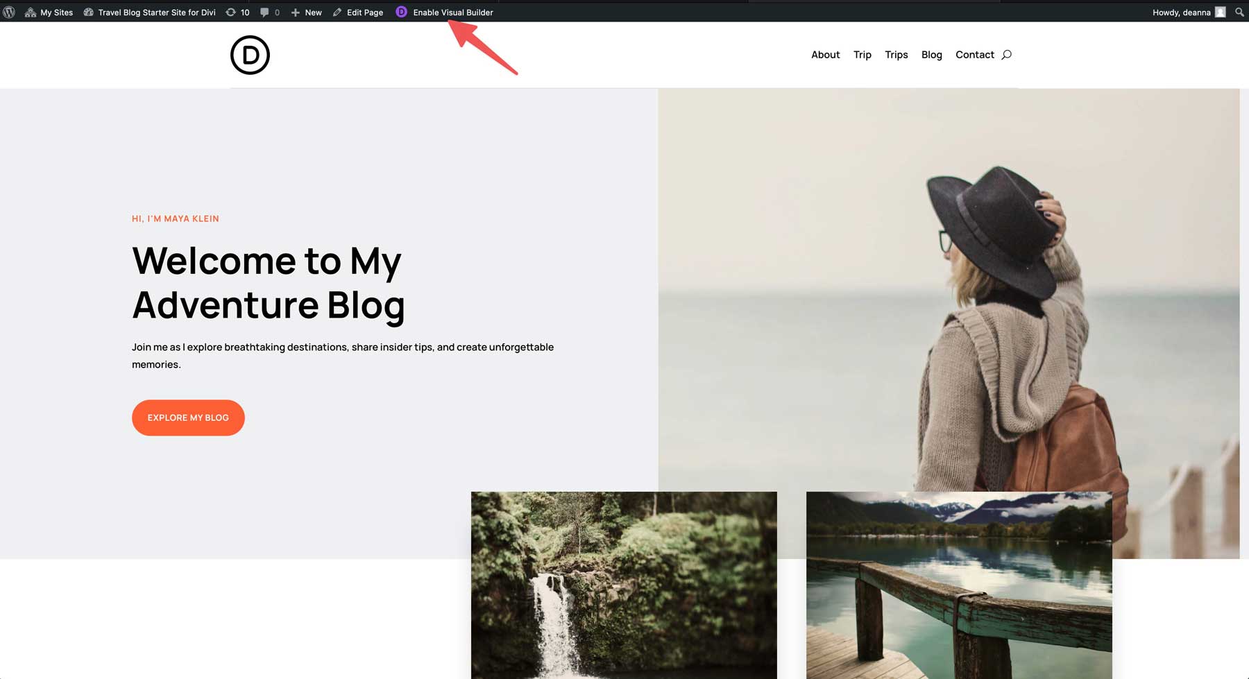 Travel Blog starter site for Divi