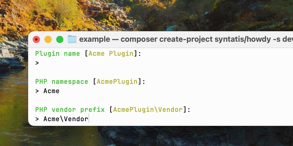 Prompt to Input Plugin Name and Namespace in Howdy