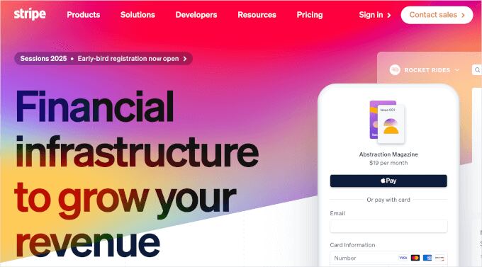 Stripe homepage