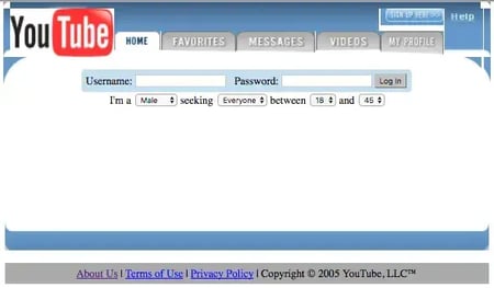  Image of YouTube when it was a dating website 