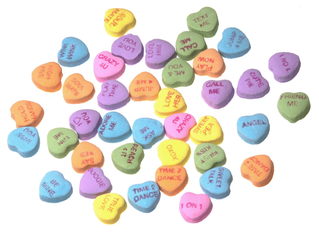 Necco Candy SweetHearts, the first ever in Valentine's Day history