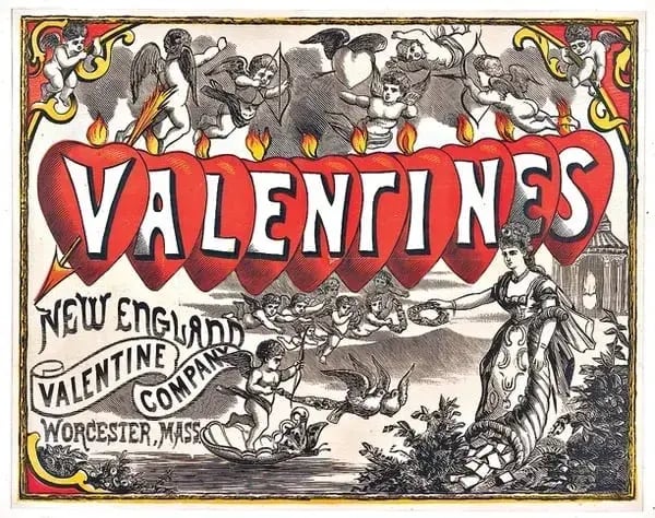 public-domain-images-ester-Cover of a Valentine's Day book published by Howland's company 