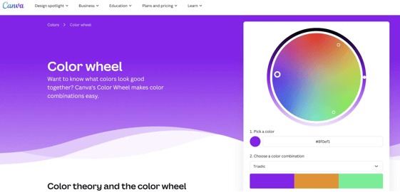 screenshot of canva color wheel tool