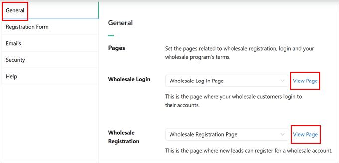 Viewing the Wholesale Registration and Log In pages