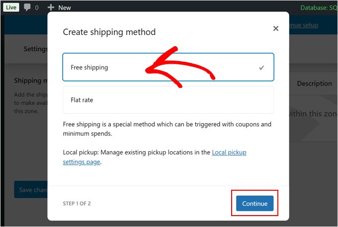 Choosing a shipping method in WooCommerce