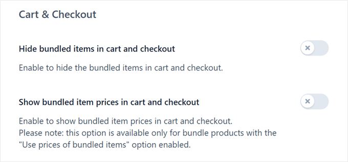 Choosing whether to show items in the bundle in cart and checkout with the YITH plugin